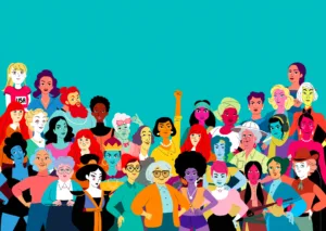 ilustração de várias mulheres, de várias idades e nacionalidades